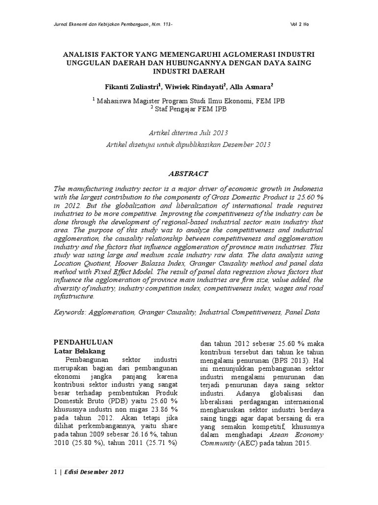 Analisis Faktor Yang Memengaruhi Aglomer 020dc258 Dikonversi | PDF