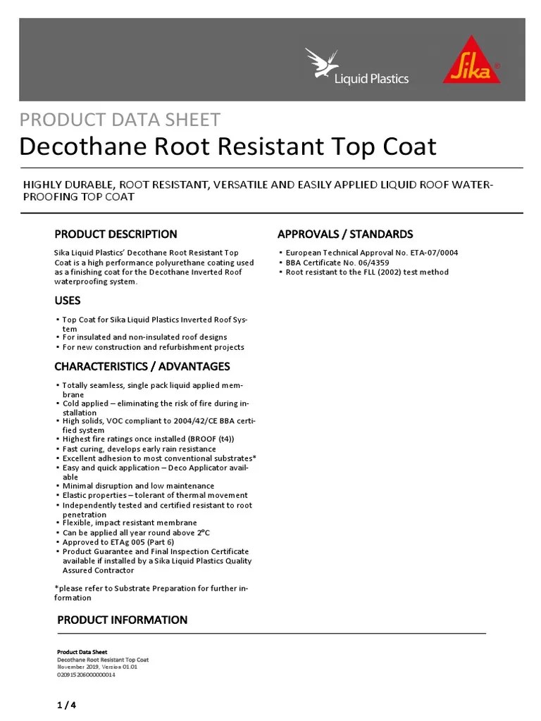 Decothane Root Resistant Top Coat Product Data Sheet PDF Relative