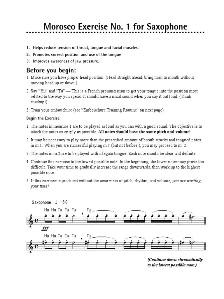 Morosco Exercise and Embouchure Training Routine PDF Aerophones