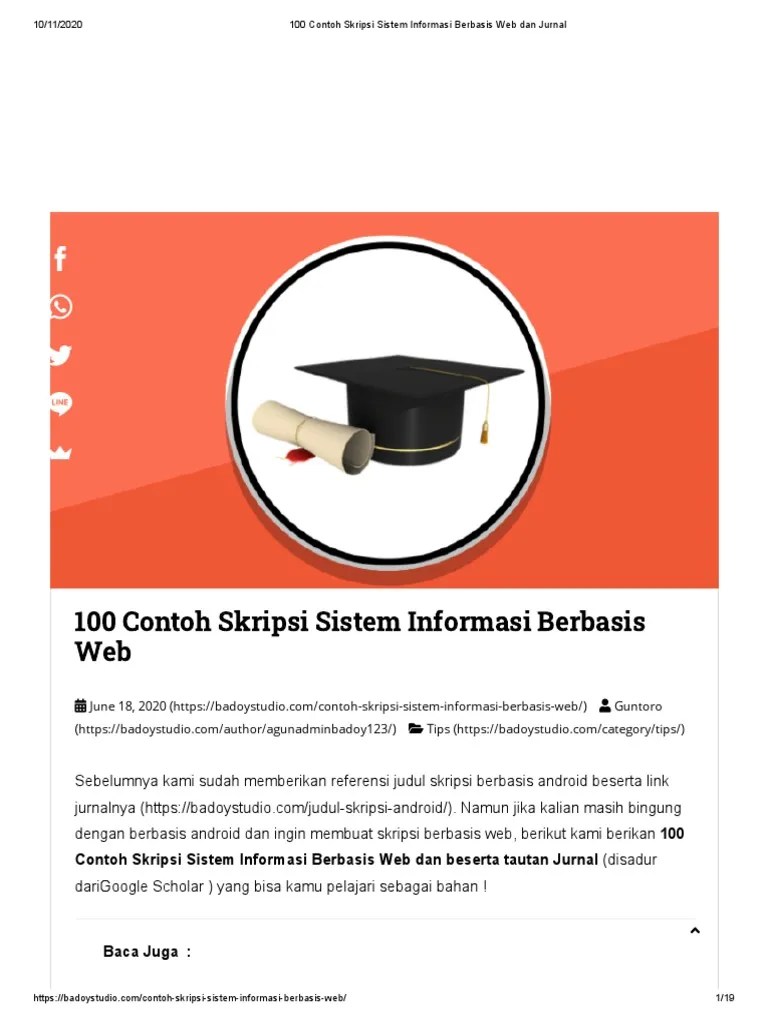 100 Contoh Skripsi Sistem Informasi Berbasis Web Dan Jurnal | Pdf