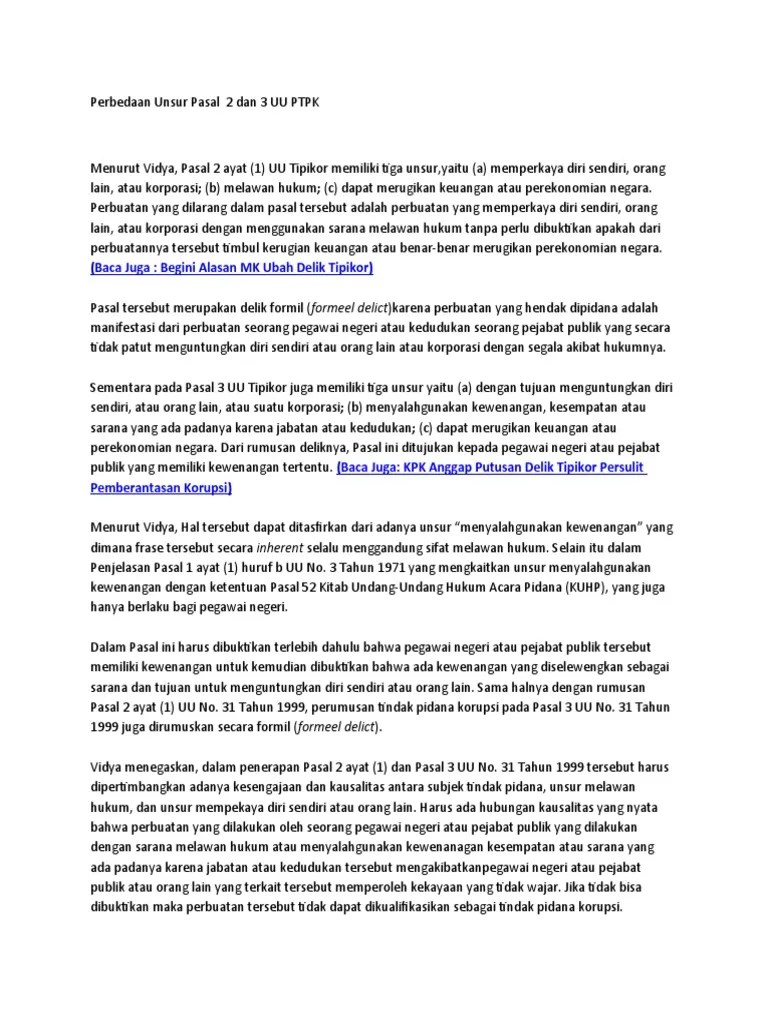 Perbedaan Unsur Pasal 2 Dan 3 UU PTPK PDF