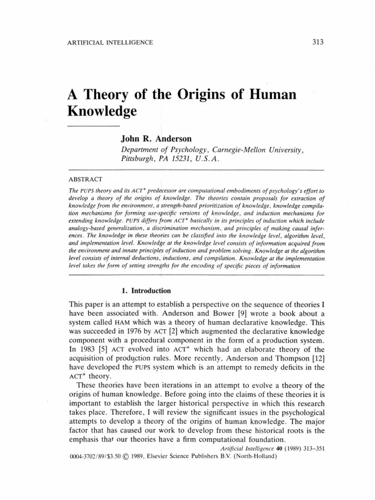 Theory Origin of Knowledge PDF