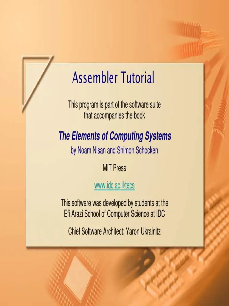 Assembler Tutorial The Elements of Computing Systems PDF Assembly Language Computer Program