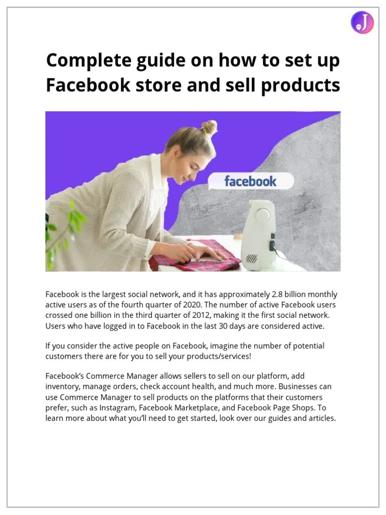 Complete Guide On How To Set Up Facebook Store and Sell Products PDF Facebook Social