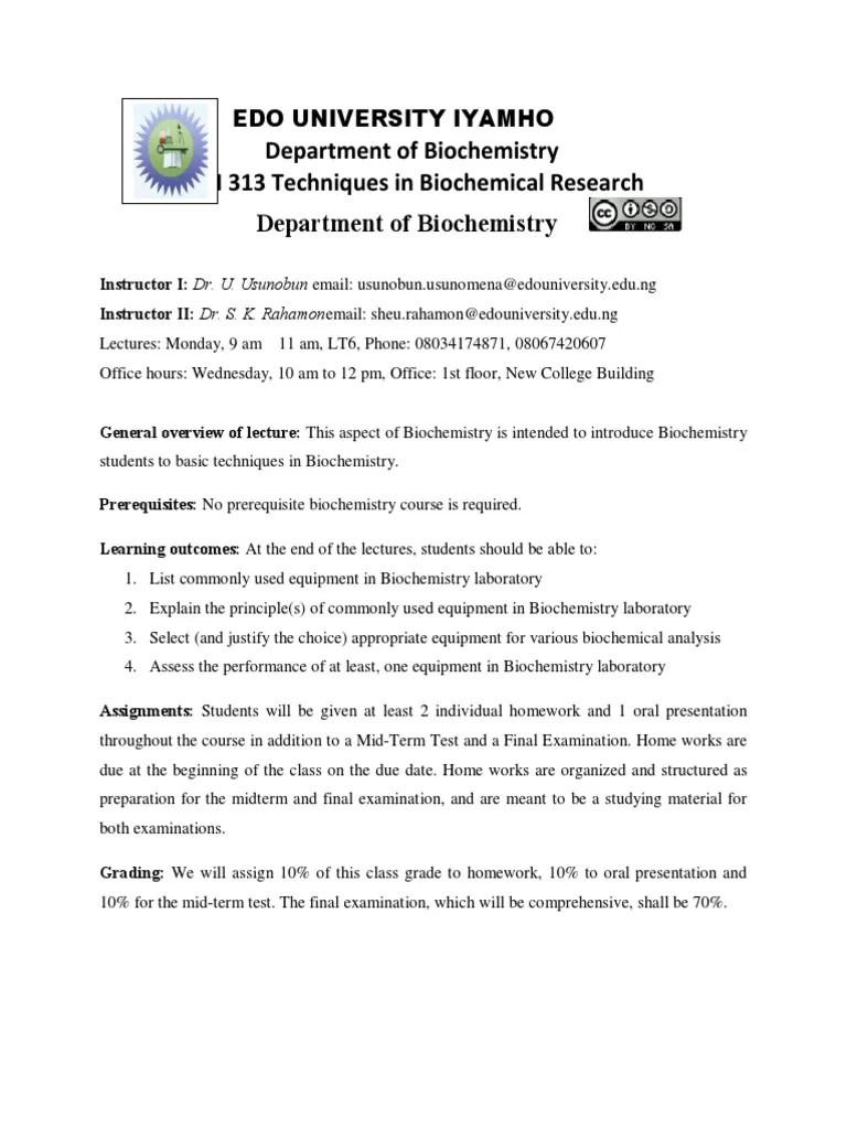 Techniques in Biochemical Research Lecture Note PDF Centrifugation