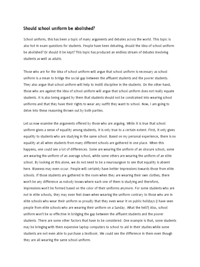 Should school uniform be abolished