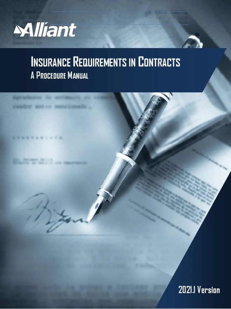 Insurance Requirements in Contracts PDF Liability Insurance