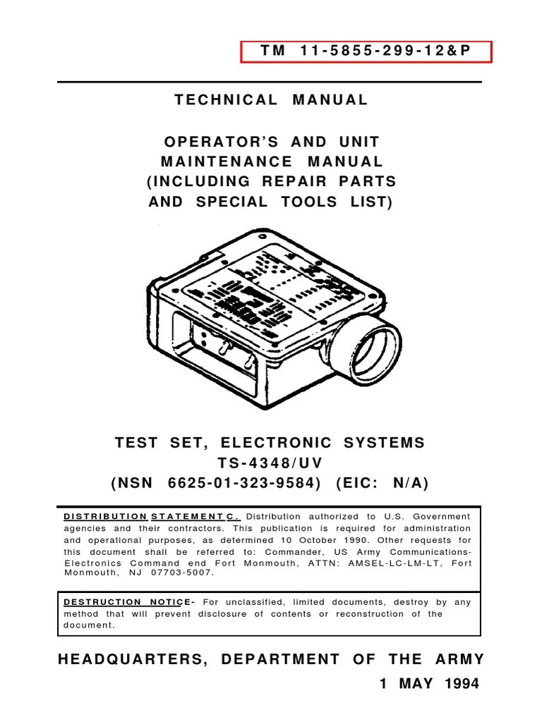 1994 US Army TEST SET, ELECTRONIC SYSTEMS 188p PDF Electrical