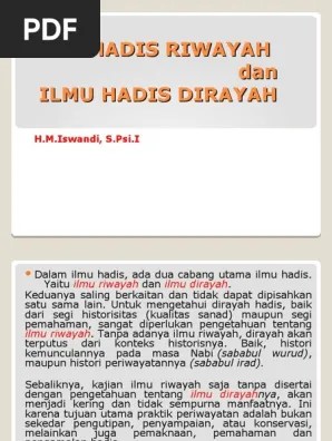 Ilmu Hadis Riwayah-Dirayah | PDF