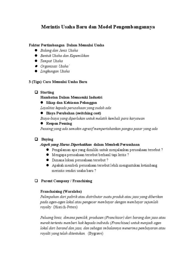 5 Usaha Baru Dan Model Pengembangannya | PDF