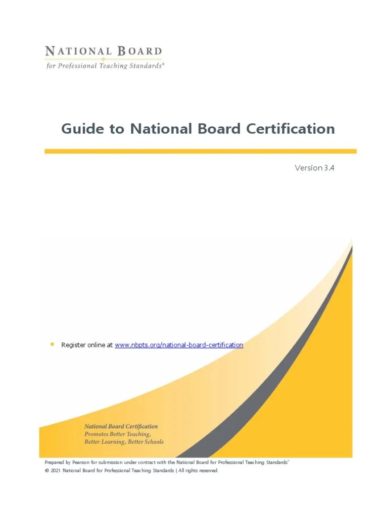 Guide To National Board Certification PDF School Counselor Teachers