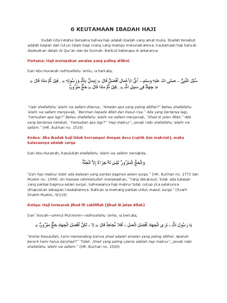 6 KEUTAMAAN IBADAH HAJI