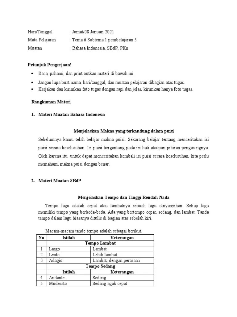 Tugas Tema 6 Sub 1 PB 5 080121 | PDF