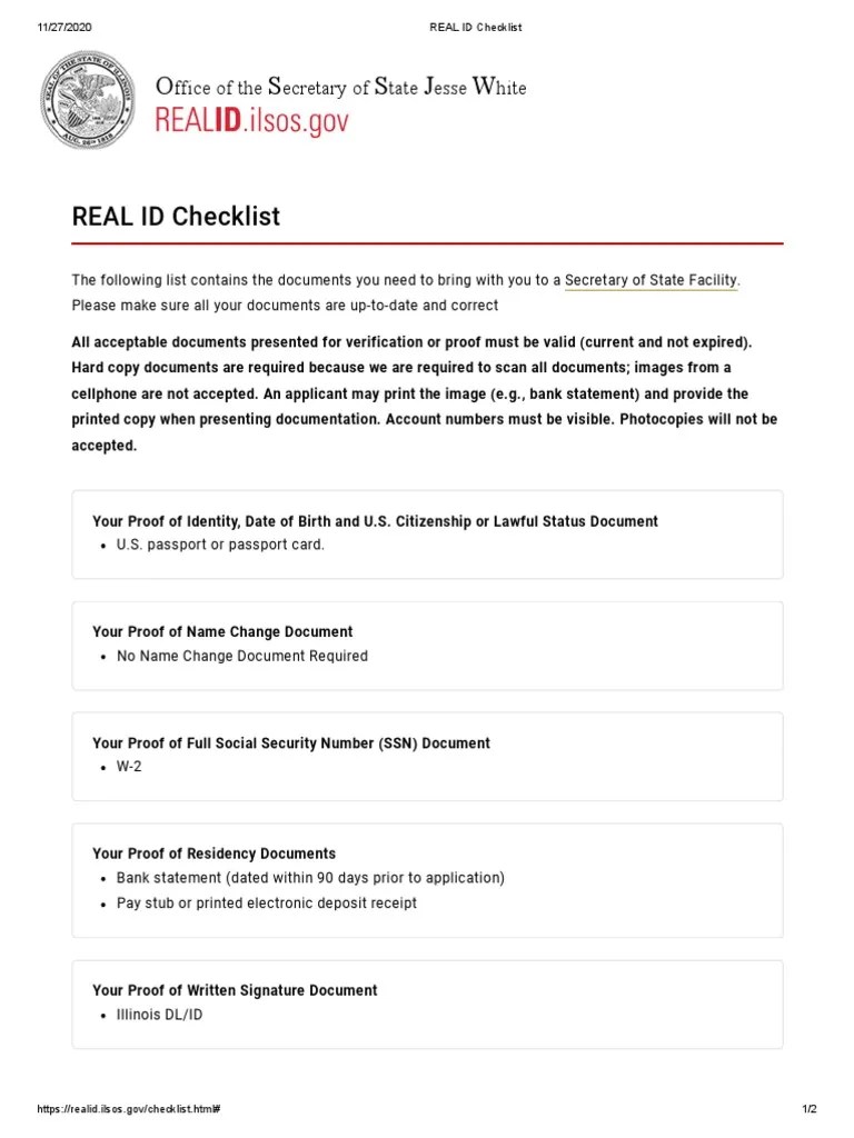REAL ID Checklist