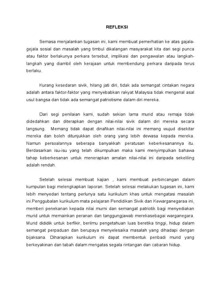 contoh refleksi tugasan