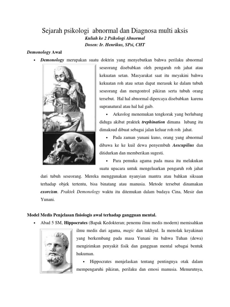 Sejarah Psikologi Abnormal Dan Diagnosa Multi Aksis - Compress | PDF