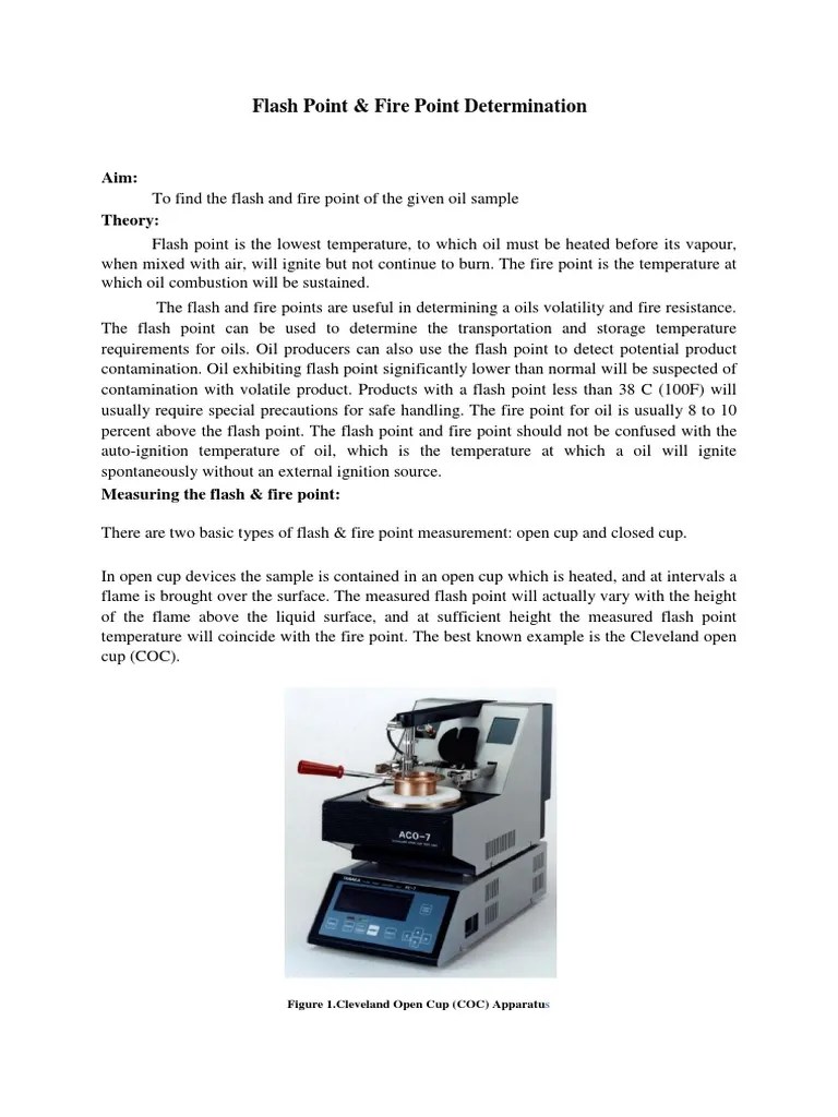 Flash & Fire Point PDF Chemical Processes Phases Of Matter