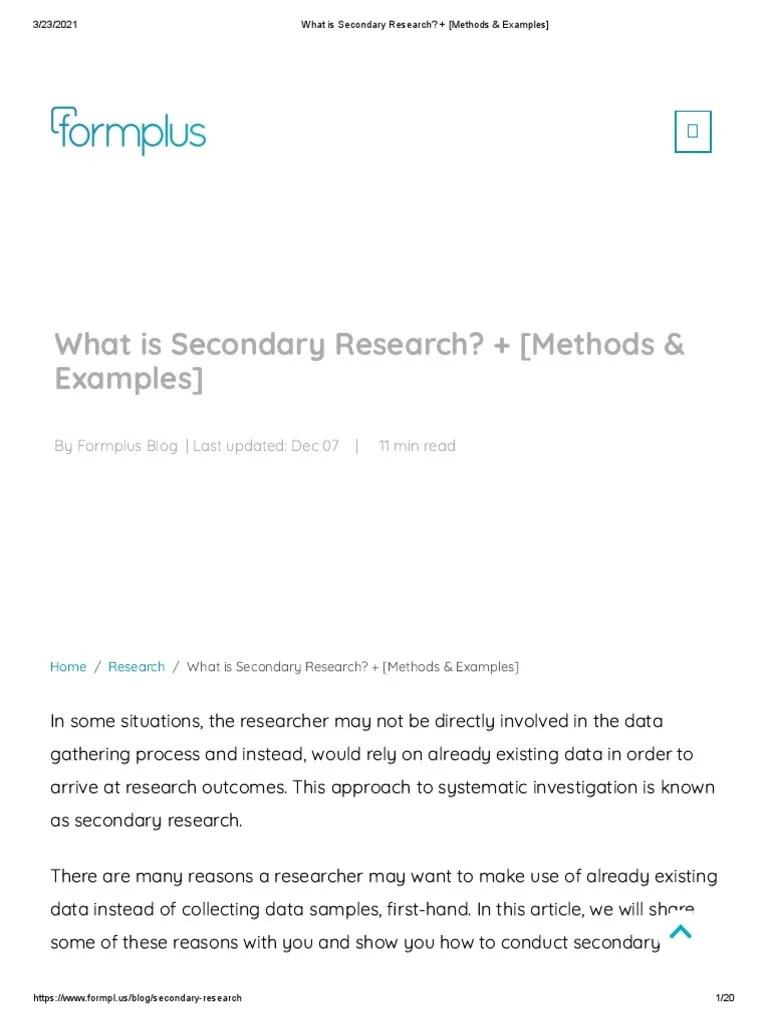 What Is Secondary Research + (Methods & Examples) PDF Data