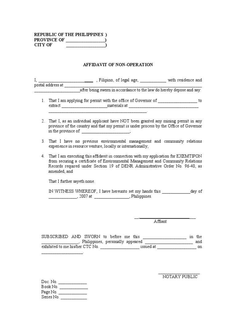 Affidavit Of No Records Template