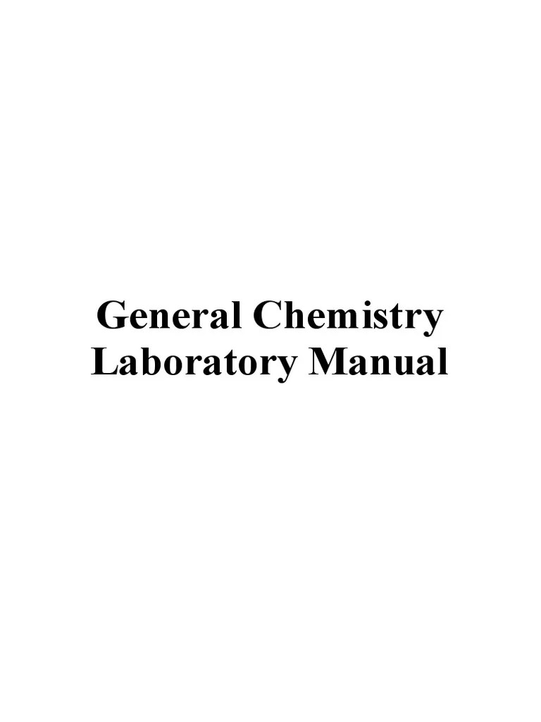 General Chemistry Laboratory Manual INTRODUCTIONrevised PDF