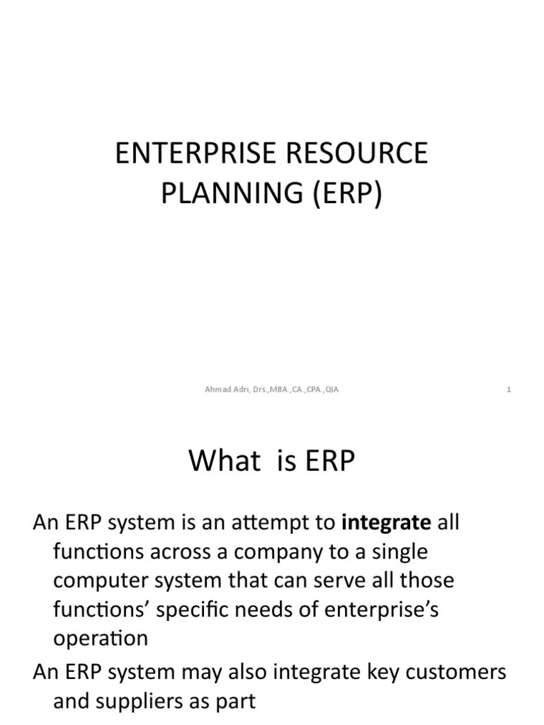 1 Enterprise Resource Planning (Erp) PDF Enterprise Resource