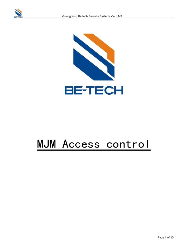 MJM Access Control BeTech PDF Access Control Relay
