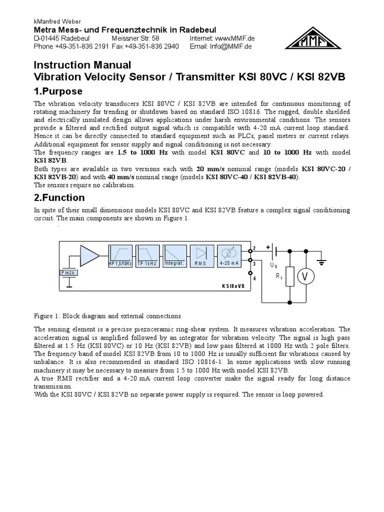 Instruction Manual Vibration Velocity PDF Electrical Connector