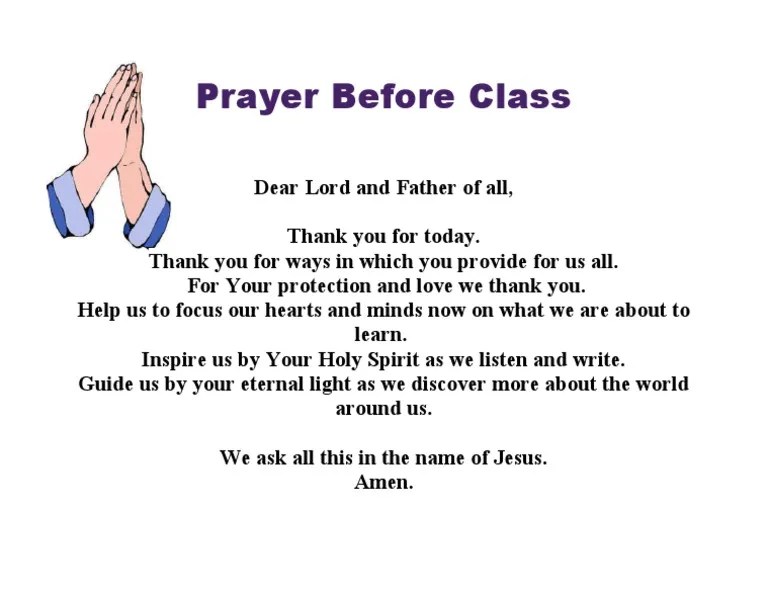 Prayer Before Class PDF
