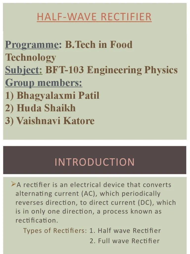 Characterization of Ripple Factor and Efficiency of a HalfWave