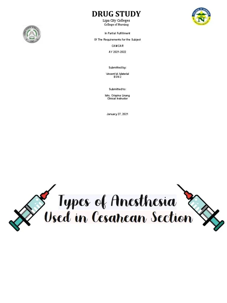 Material, Vincent M. (Types of Anesthesia Used in Cesarean Section