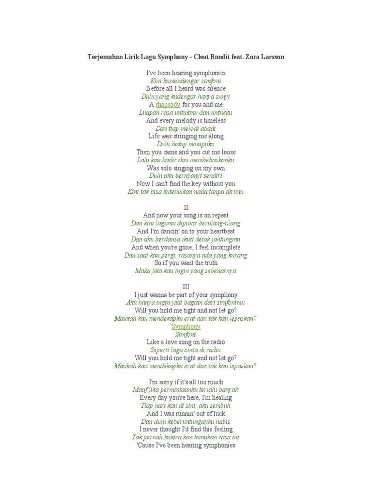 Lirik Lagu Symphony Dan Terjemahan