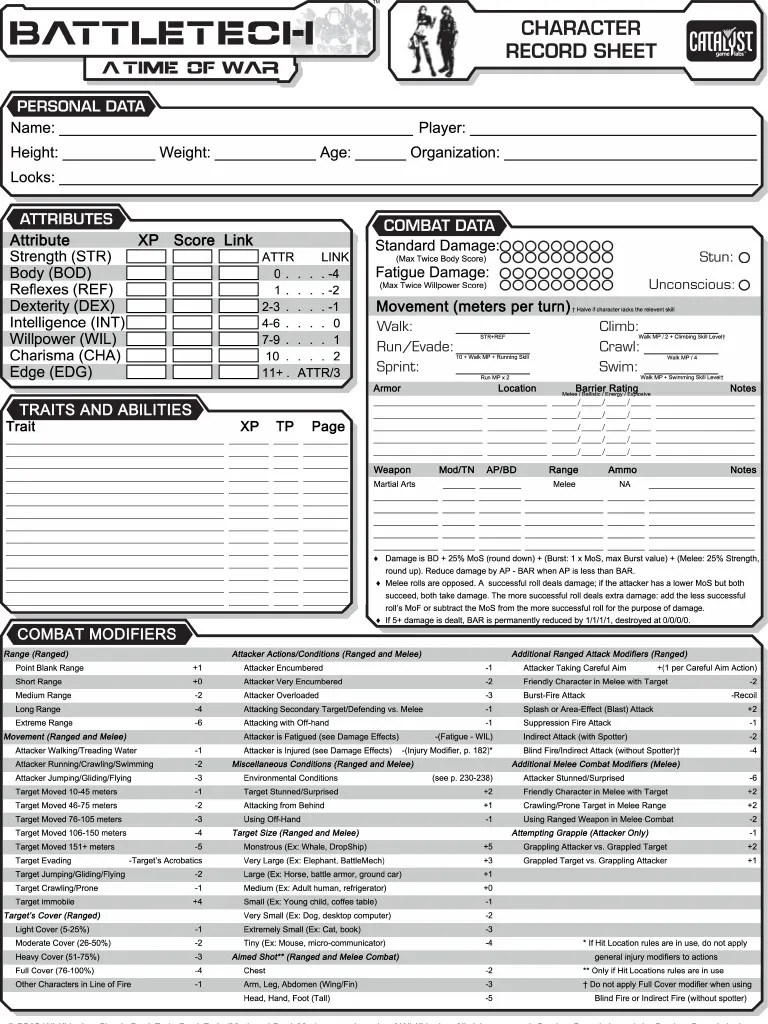 Masks Rpg Character Sheet . BattleTech RPG Character Sheet