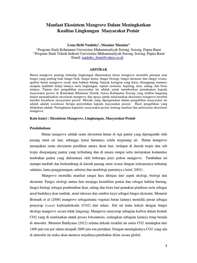 Manfaat Ekosistem Mangrove Dalam Meningkatkan Kual | PDF