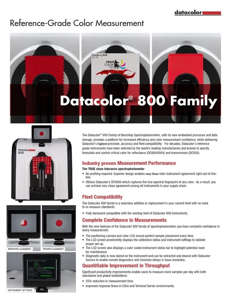 Datacolor 800 Family ReferenceGrade Color Measurement PDF Spectrophotometry Ultraviolet