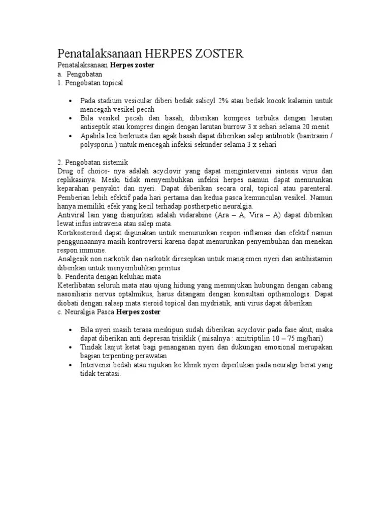 Penatalaksanaan HERPES ZOSTER