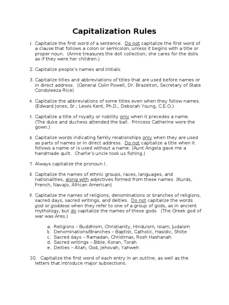 Capitalization Rules | Adjective | Grammar