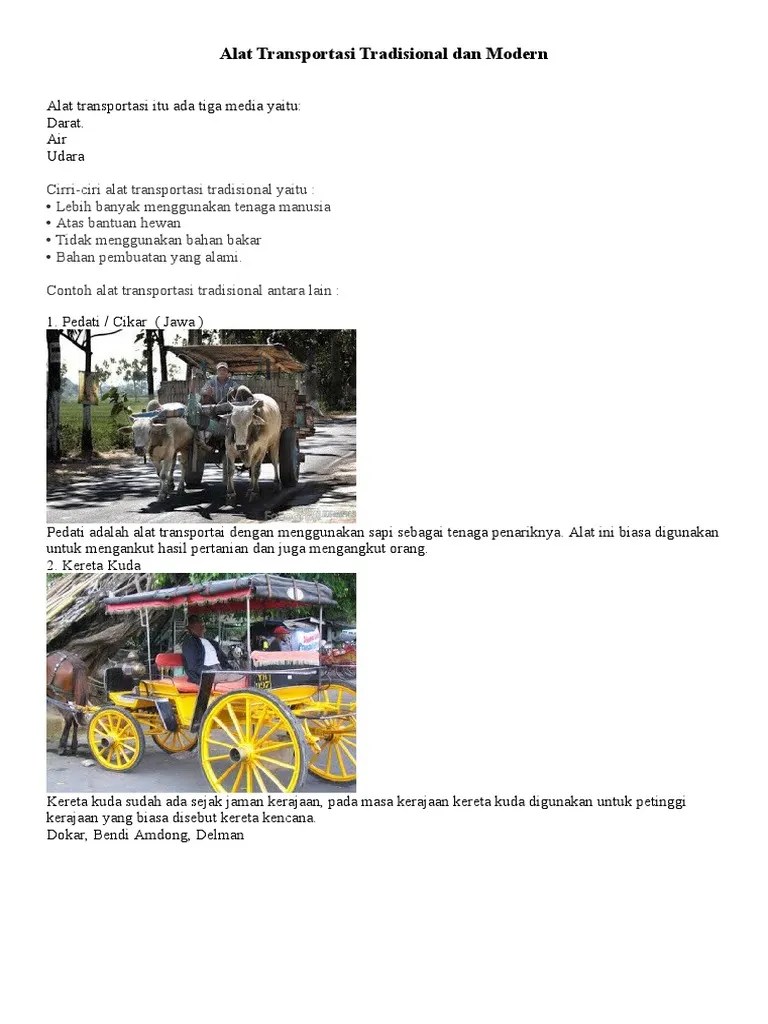 Alat Transportasi Tradisional Dan Modern | PDF