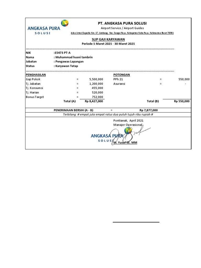 Slip Gaji Angkasapura | PDF