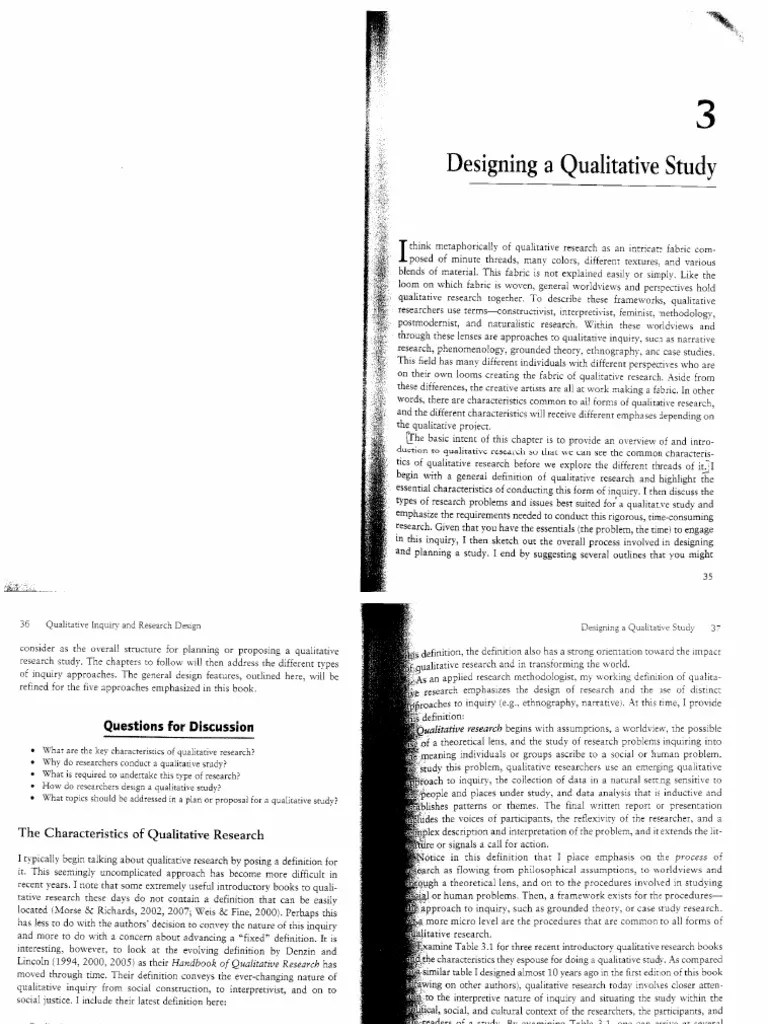 Creswell Chapter 3 Designing Qualitative Study