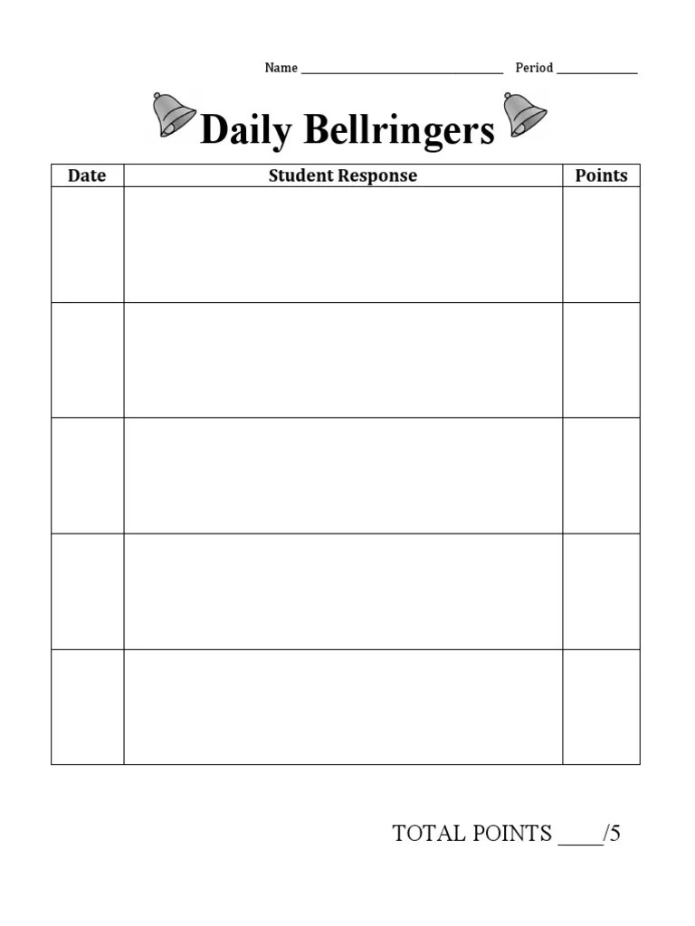 Bellringer Wksheet PDF