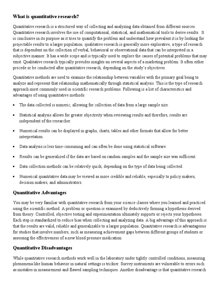 What Is Quantitative Research PDF Quantitative Research