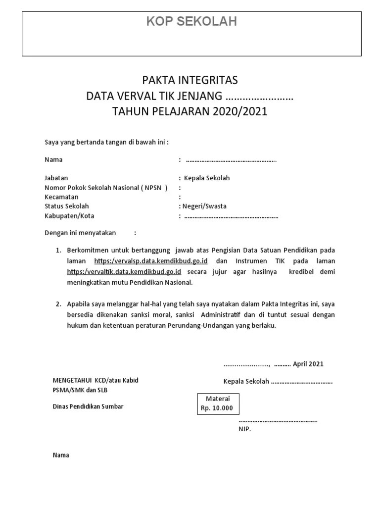 Surat Pakta Integritas | PDF