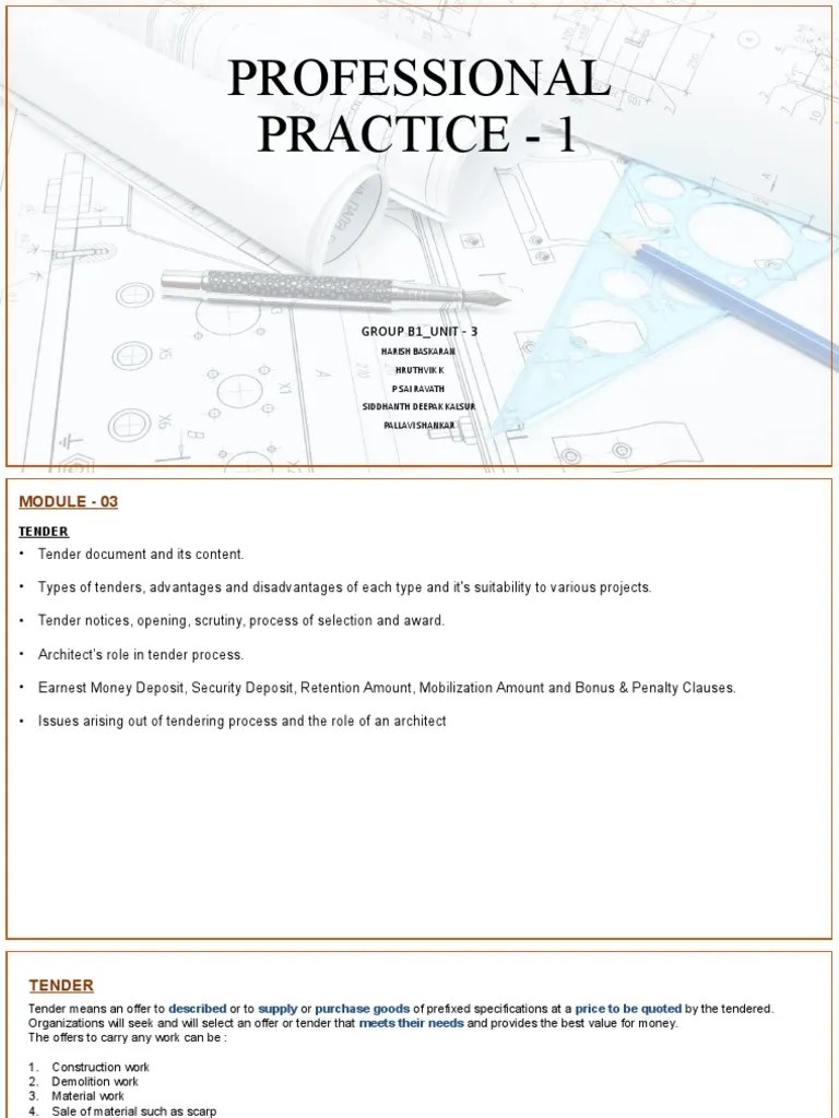 Tender Process and Types of Tenders PDF Specification (Technical