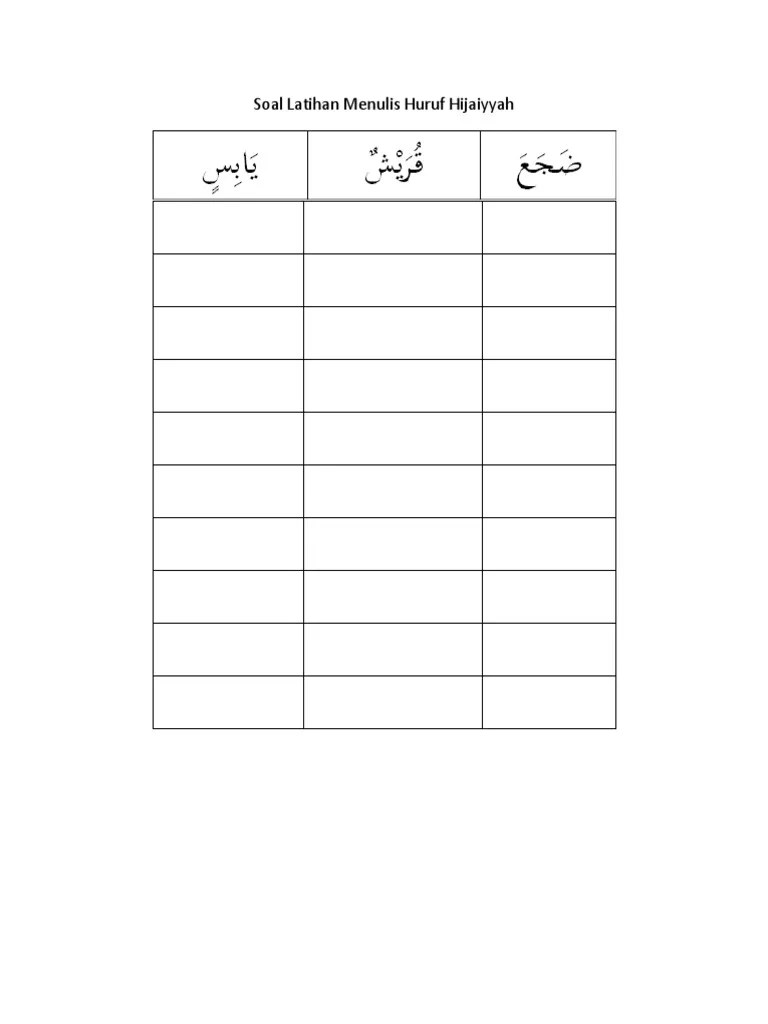 Soal Latihan Menulis Huruf Hijaiyyah | PDF
