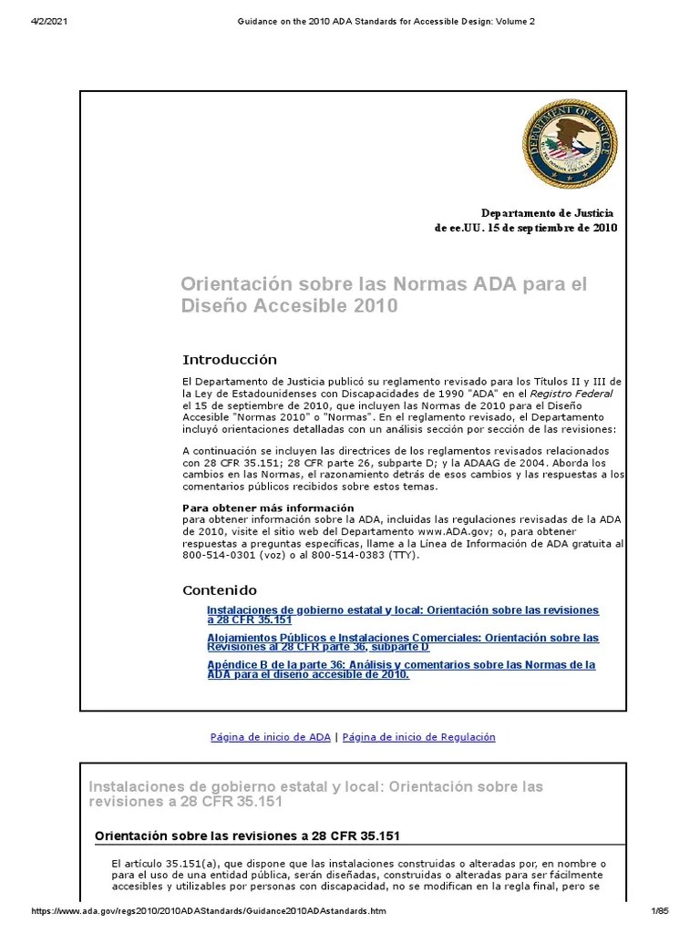 Guidance On The 2010 ADA Standards For Accessible Design Volume 2