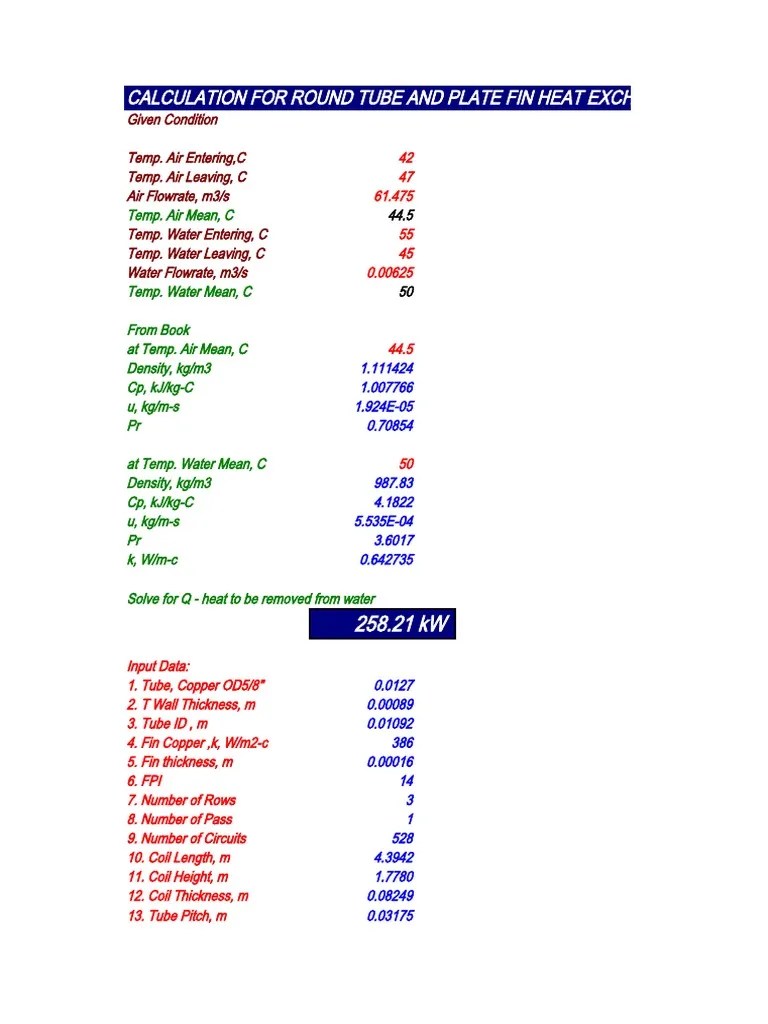 Air Cooled Condenser Design Spreadsheet
