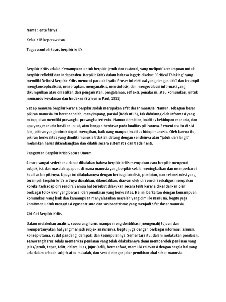 Contoh Kasus Berpikir Kritis | PDF