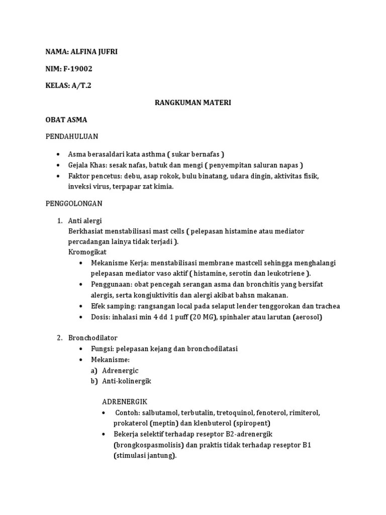 Rangkuman Farmakologi II Alfina Jufri | PDF