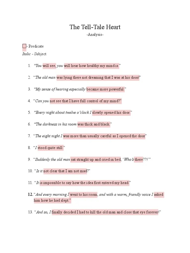 The TellTale Heart PDF Sentence (Linguistics) Predicate (Grammar)
