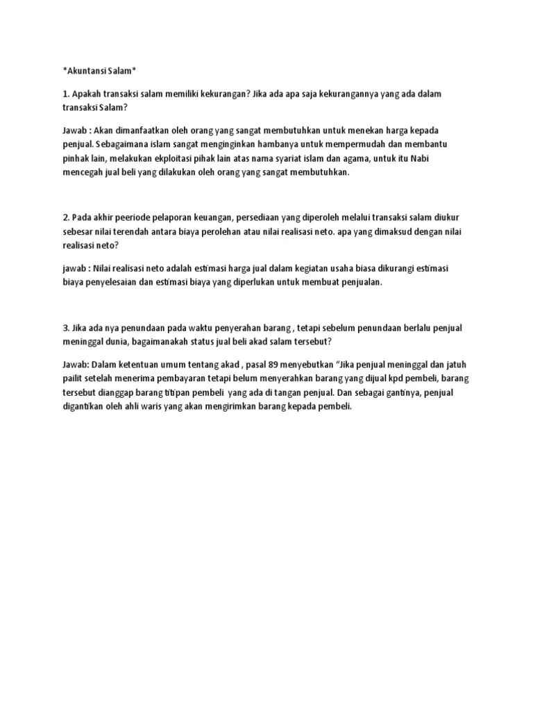 Pertanyaan Dan Jawaban Akuntansi Salam | PDF